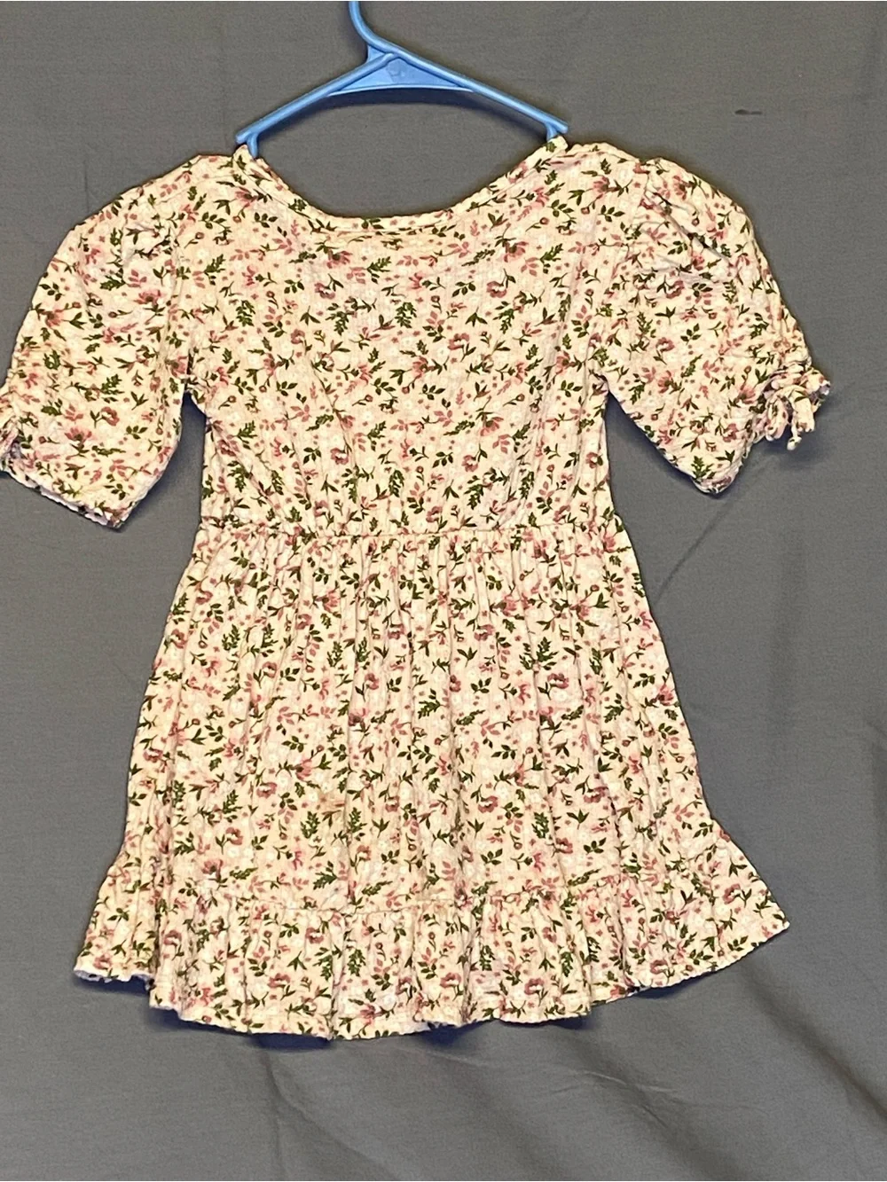 Little Lass Pink Floral Casual Dress with Green Accents